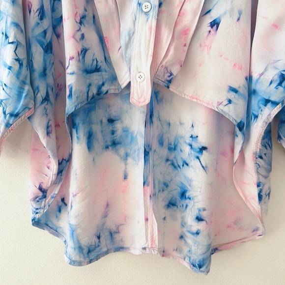 Vintage Oversized Pink & Blue Tie Dye Button Up Shirt - Picture 4 of 7